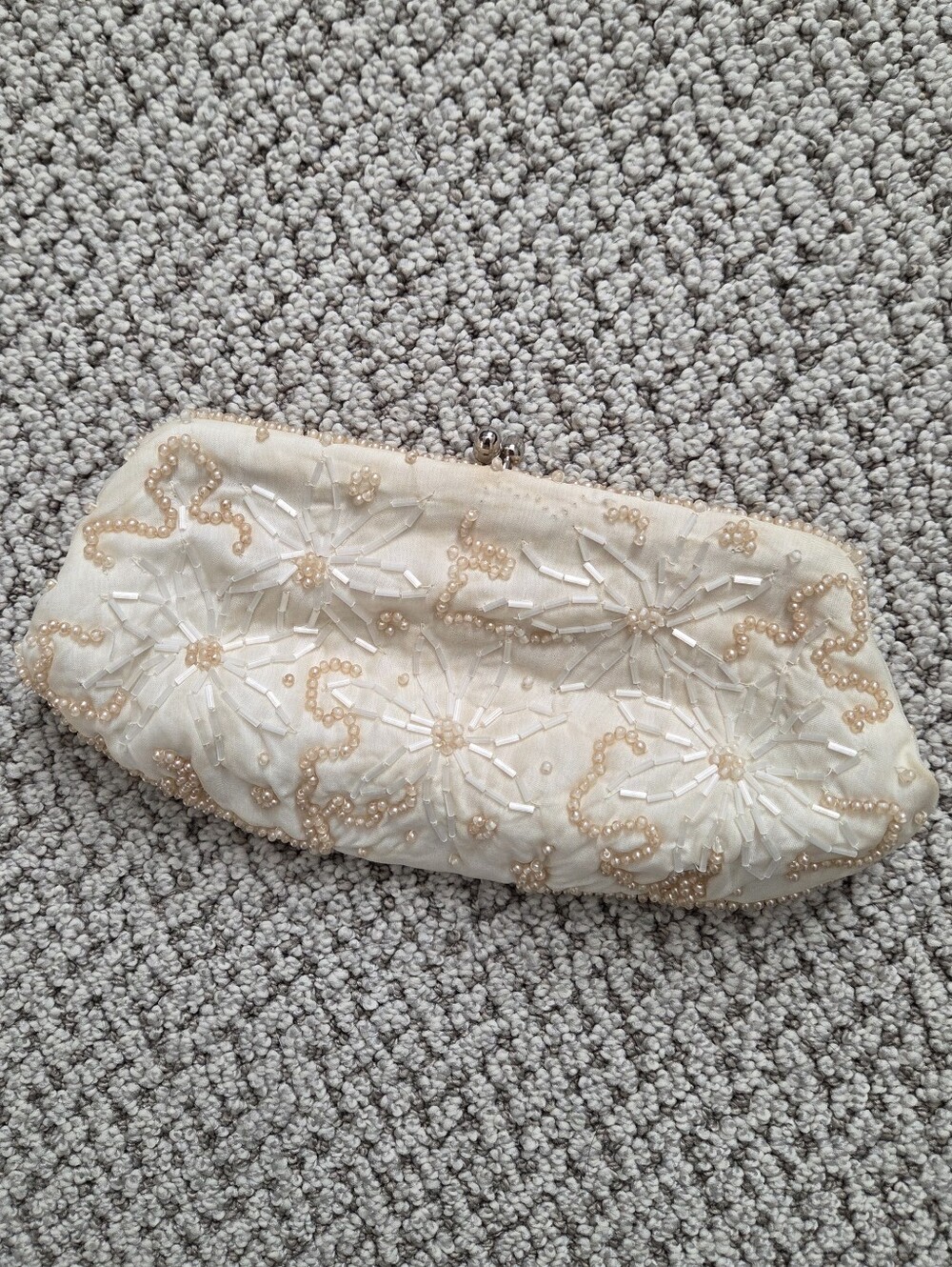 Beaded Ivory Floral Evening Clutch